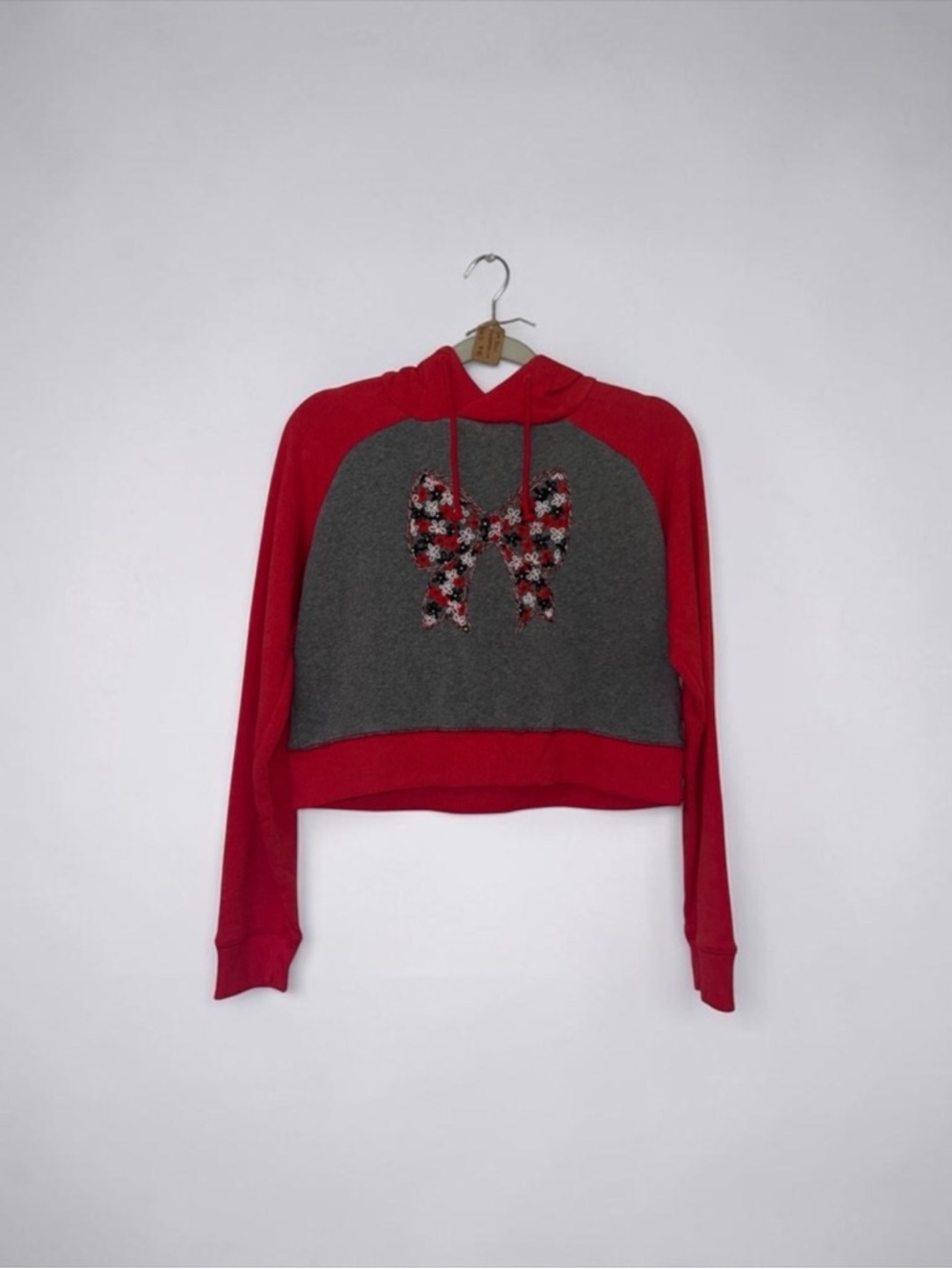 Champion Women's Cropped Hoodie with Had Embroidered Bow Design